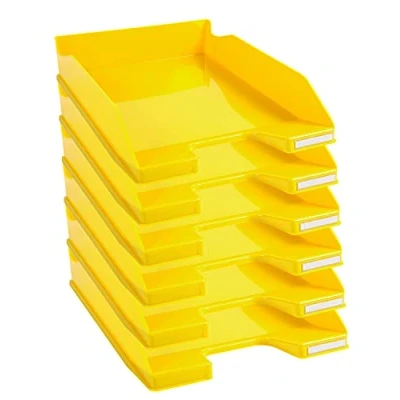 Image of Exacompta Ref 113289D Iderama Collection Letter Tray Combo Midi 347 x 255 65mm in Size, Suitable for A4 Documents, Stackable, Holds Approx. 500 Sheets Yellow Glossy