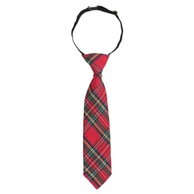 Image of DQT Red Royal Stewart Tartan Plaid Elasticated Pre Tied Tie For Boys 2 7 Years Old
