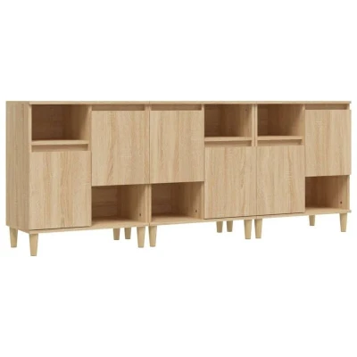 Image of vidaXL Sideboards 3 pcs Sonoma Oak 60x35x70 cm Engineered Wood