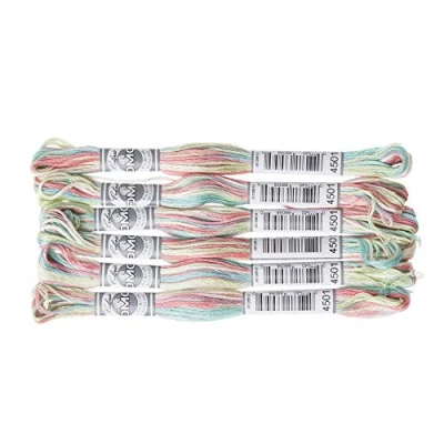 Image of DMC 517 4501 Embroidery Floss Cotton Pink/Blue/Green 8 Metres
