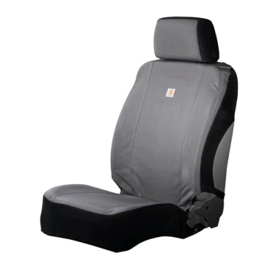 Image of Carhartt Universal Nylon Duck Canvas Fitted Bucket Seat Covers, Durable Protection with Rain Defender, One Size, Gravel