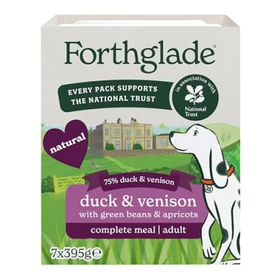 Image of Forthglade Wet Dog Food, National Trust (7 x 395g Trays) Adult Dogs, Grain Free Duck &amp; Venison, Stomach Sensitive Food Trays with Natural Ingredients, Complete Hypoallergenic