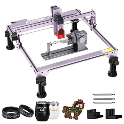 Image of ATOMSTACK A5 Pro 40W Laser Engraving Machine with R1 Rotary Roller, 5W 5.5W Output Power Engraver Cutter for Wood, Compressed Spot CNC Carving DIY, Area 400x410mm