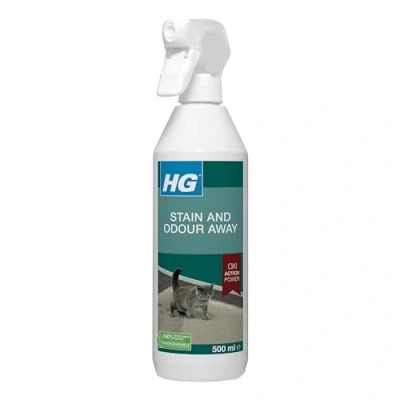 Image of HG Cat Stain Remover &amp; Pet Odour Spray, Animal Fabric Carpet Removal, Neutralises Urine Other Bad Smells, Friendly Oxi Action Deodorizer Freshener Spray 500ml