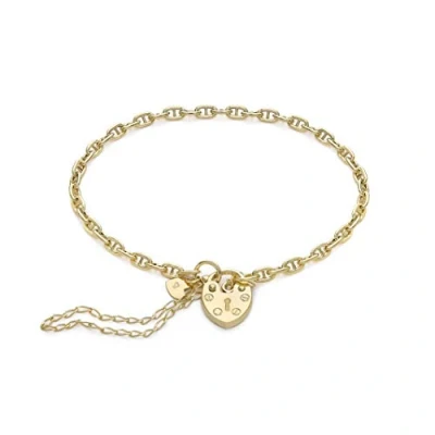 Image of Carissima Gold Women&#039;s 9ct Yellow 3mm Rambo Chain Padlock and Safety Bracelet 19cm/7.5&#039;