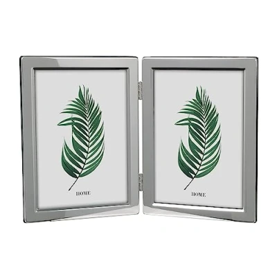 Image of Inov8 Framing Tarnish Resistant Silver Plated Picture Frame Narrow Edge Double Design for Two Photos 7x5 Inch (18x12cm) Portrait