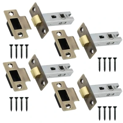 Image of Tubular Latches Mortice Door Latch Antique Brass 3 Inch / 78mm Pack of 4