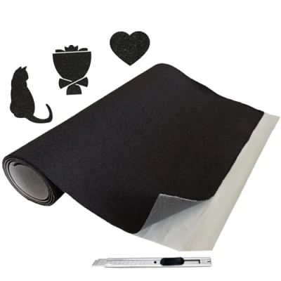 Image of Large Self Adhesive Felt, 2mm Thick Black Felt Fabric, 40x200 cm Sticky Back Roll, Art and Craft for Drawer Box Liner, Cup Mat, Picture Framing, Pads Furniture Feet