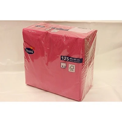 Image of Duni 165550_(1) Tissue Napkins, 3 Ply, 40 cm x cm, Fuchsia (Pack of 125)