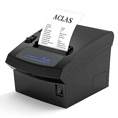 Image of ACLAS 80mm Thermal Receipt Printer w/Auto Cutter Cash Drawer ESC/POS Windows for Retail Bill POS Printers (250mm/sec, USB + Ethernet Serial Port)