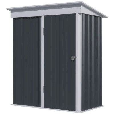 Image of Outsunny Small Garden Shed Steel Lean to for Bike with Adjustable Shelf Lock 5x3 845 840V01CG