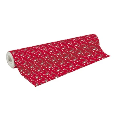 Image of Clairefontaine Ref 202058C Excellia Christmas Fantasy Gift Wrap Paper Roll (Single Roll) 70cm Width x 50m Length, 80gsm Mistletoe Design