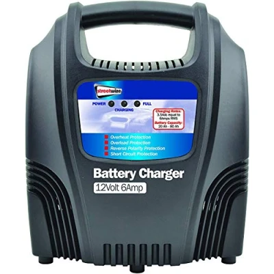 Image of Streetwize SWCBC6 Car Battery Charger 6Amp 12 V for Lead Acid Batteries, Plastic Case