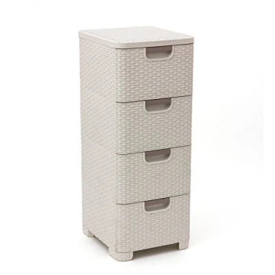 Image of Curver 4 Drawer Shelf, Off White, 33x38x79