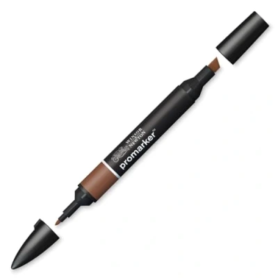 Image of Winsor &amp; Newton 0203632 ProMarker Professional Layout Marker 2 Tips, Fine Wide for Drawings, Design Layouts Chocolate