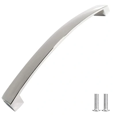 Image of Decoranddecor Brushed, Polished Chrome or Matt Black Kitchen Bathroom Cabinet Door Drawer Furniture Handles (224mm Hole Center, Chrome)