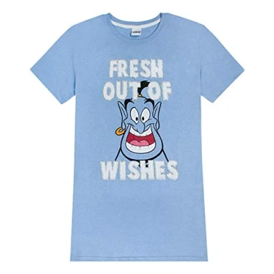 Image of Disney Aladdin Genie &#039;Fresh Out of Wishes&#039; Ladies Pyjamas Night Dress Blue