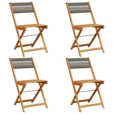 Image of vidaXL Folding Garden Chairs 4 pcs Grey Solid Wood Acacia