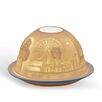Image of Light Glow Tealight Candle Holder Liverpool LD90002, White, Approx. H8 x Ø12cm or H3.2&quot; Ø4.7&quot;