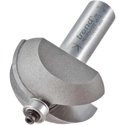 Image of Trend Professional Two Flute Guided Cove Router Cutter, 16mm Radius, 1/2 Inch Shank, 41.3mm Cut Diameter &amp; 18mm Length, Bearings, Tungsten Carbide Tipped, 46/281X1/2TC