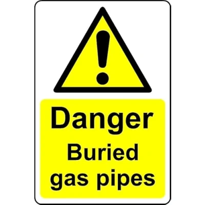 Image of Danger buried gas pipes safety sign 3mm Aluminium (300mm x 200mm)