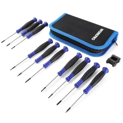 Image of WORKPRO Precision Screwdriver Set 10 Piece, Cr V Steel Small Screwdrivers Set, with Phillips, Slotted and Torx Tip, Organized in Zip Case, Ideal for Watch, Laptop