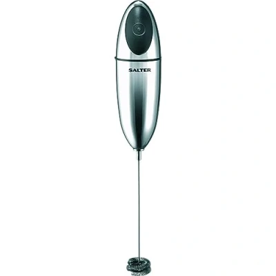 Image of Salter Milk Frother Handheld Electric Frothing Whisk Multi Purpose Double Coil Hot or Cold Frothiness Froth Milkshake Sauce Cappuccino Latte Coffee Easy Clean Stainless Steel Kitchen Accessory