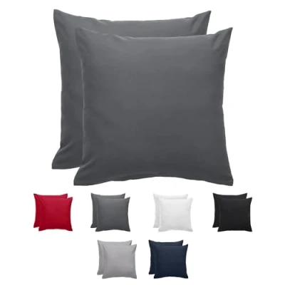 Image of Komfortec Cushion Cover 80 x cm Set of 2 Brushed Microfibre with Zip, Breathable and Soft Anthracite