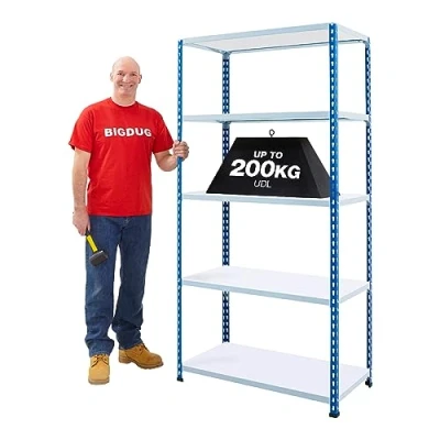 Image of BiGDUG Garage 5 Tier Shelving Unit 1830mm Chipboard Shelves (1830h x 915w 455d mm)