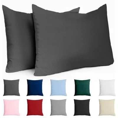 Image of 50 x 70 cm Reinforced Cotton Pillow Case Anthracite Tight Weave of 57 Thread Count Oeko Tex Certified