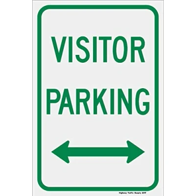Image of Inga Visitor Parking Sign (With Double Arrow) Funny Retro Metal 8x12 inches