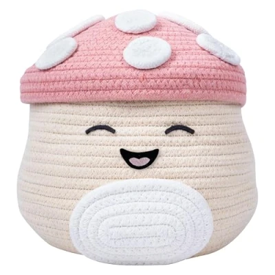 Image of Fizz Creations Squishmallows Malcolm the Mushroom Woven Storage Basket With Lid 21.5 cm Tall Officially Licensed Merchandise. Squishmallow.