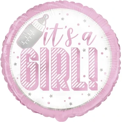 Image of It&#039;s a Girl Pink Foil Balloon (45cm) Chic, Unique &amp; Elegant Design Perfect for Baby Showers Gender Reveal Parties 1 Pc