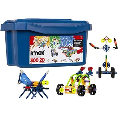 Image of K&#039;NEX Model Building Fun Tub Set 3D Educational Toys for Kids, 300 Piece Stem Learning Kit, Engineering 20 Construction Toy Children Ages 7+ Basic 80202