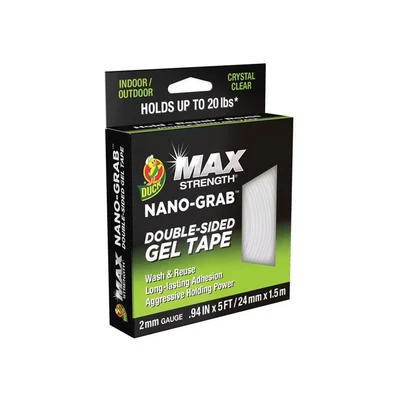 Image of Duck Max Strength Double Sided Nano Tape Reusable Strong Adhesive Washable Removable Gel Wall Safe