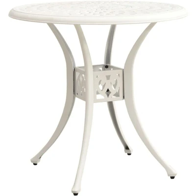 Image of vidaXL Garden Table White 78x78x72 cm Cast Aluminium