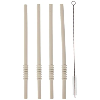 Image of BODUM Bistro K12035 913 Set of 4 Silicone Straws with Stainless Steel Swab