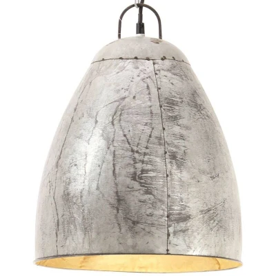 Image of vidaXL Industrial Hanging Lamp 25 W Silver Round 32 cm E27