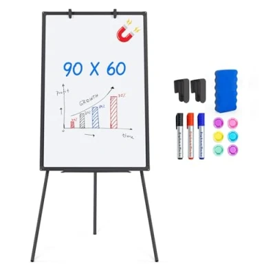 Image of Flip Chart Whiteboard 60x90cm, Magnetic with Stand, Portable Lightweight Flipchart for Home, Office, School