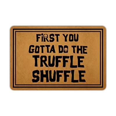 Image of Ytanie Welcome Mats for Front Door Outdoor Entry First You Gotta Do The Truffle Shuffle Doormat Non Slip Rubber Mat Home Indoor Farmhouse Funny Kitchen Rugs Patio Full Brown