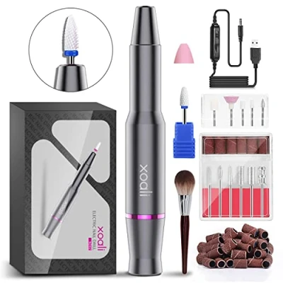 Image of Xoali Electric Nail Files 25000RPM, Professional Drill 12 in 1, Speed Adjustable Efile Kit with Ceramic Bit for Drill, Manicure and Pedicure Tools Art DIY, Home or Salon Use