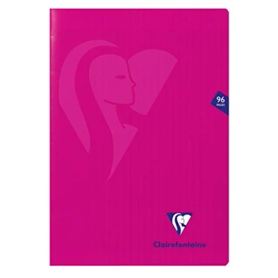 Image of Clairefontaine Ref 316161C Mimeys Side Stapled Notebook (96 Pages) A4 Size, Polypro Cover, 90gsm Brushed Vellum Paper, Séyès Ruling Pink Cover