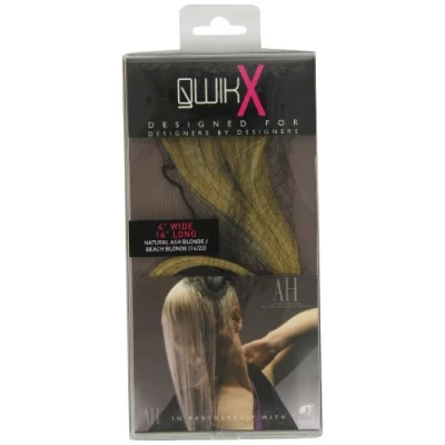 Image of Qwik X 100 Percent Indian Remi Human Hair Tape Extensions Colour 10/ 22 Medium Ash Brown/ Beach Blonde 41cm