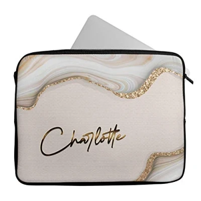 Image of Personalised Any Name Marble Design Laptop Case Sleeve Tablet Bag Chromebook Gift 5 (16 17 inch)
