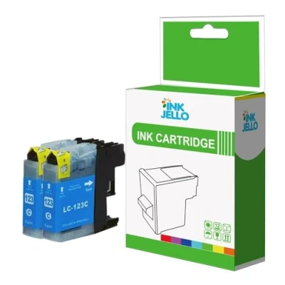 Image of InkJello Ink Cartridge For Printer, Compatible With Brother MFC J470DW J4710DW J650DW J6520DW J6720DW J6920DW J870DW LC 123(Cyan, 2 Pack)