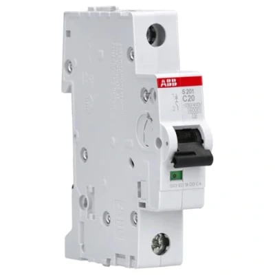 Image of ABB S201 C20 Miniature Circuit Breaker, 1 Pole, Type C, 6/10kA Breaking Capacity, 20 Amp Current (2CDS251001R0204)