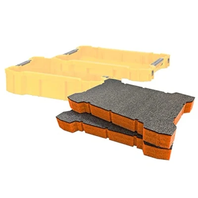 Image of Shadow Foam ToughSystem 2.0 Tool Tray Inserts [Twin Pack] for DeWalt Toolboxes Organisation (50mm, Orange)