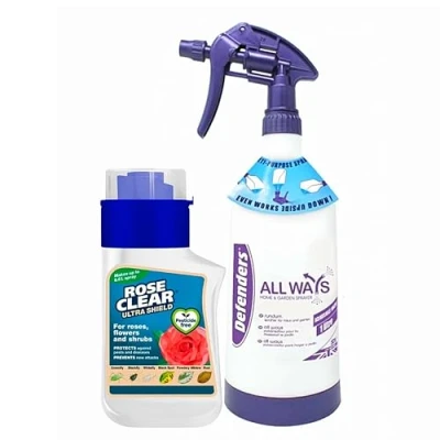 Image of Rose Clear Bug Spray Killer 1L Multi Purpose Home and Garden Bottle &amp; 3 in 1 Concentrate 200ml Insecticide Fungicide Insect Killer. Plant Protection with Topline Card
