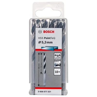 Image of Bosch Professional 10 Piece PointTeQ HSS Twist Drill Bit (for Metal, 5.3 x 52 86 mm, Driver Accessories)
