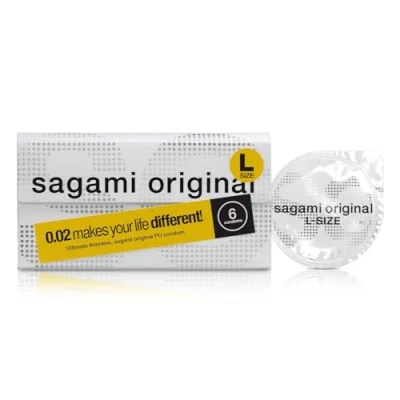 Image of Sagami Original 0.02 L Size Super Thin Strong Non Latex PU Condoms (Pack of 6)